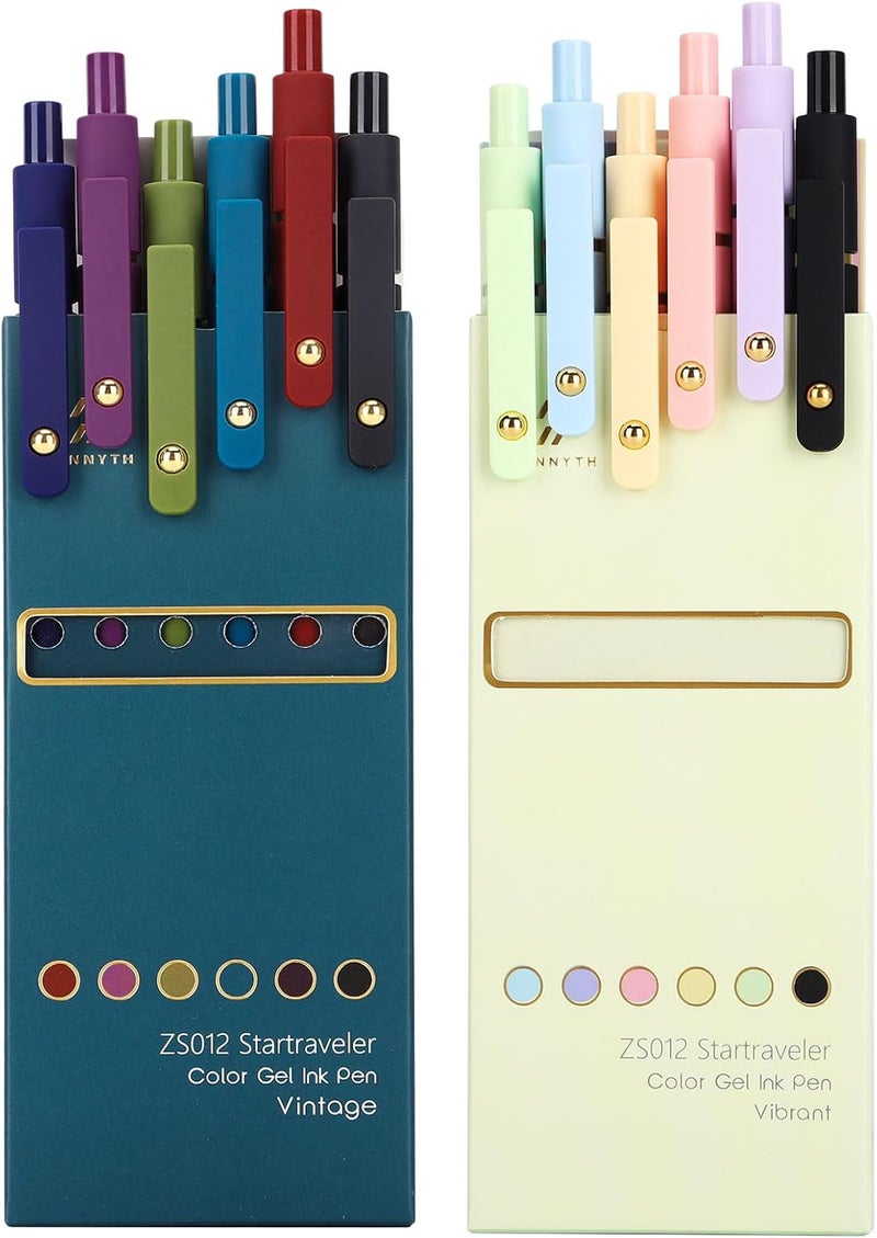 Ddaowanx Colorful Gel Pens, 0.5mm Fine Point Retractable,Colored Pens for Journaling and Sketching, Teacher Must Haves,Teacher School Supplies, Gifts for Nurse ﻿(12Pcs-Aesthetic+Vintage Colors) - Image 1